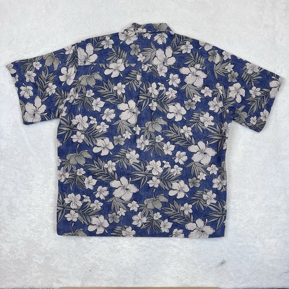 Cooke Street Aloha Shirt Mens XL Blue Reverse‎ Print Hawaiian Floral Hibiscus - Picture 7 of 8
